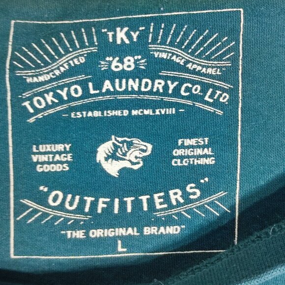Tokyo Landry T-shirt men's size L green colour with graphic design short sleeve - Picture 4 of 7